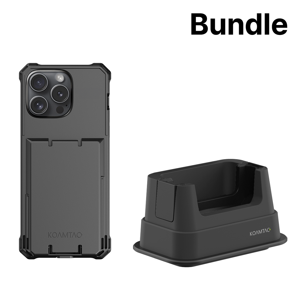KPCC Protective Charging Case for iPhone 15 Pro+ 1-Slot Charging Cradle (No Battery Slot) Bundle Package for UK